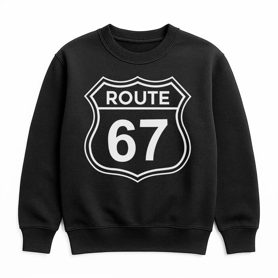 Route 67 Sweatshirt | Retro Highway Sign Graphic | Premium Cotton Blend | Gift for Road Trip Enthusiast or Math Teacher