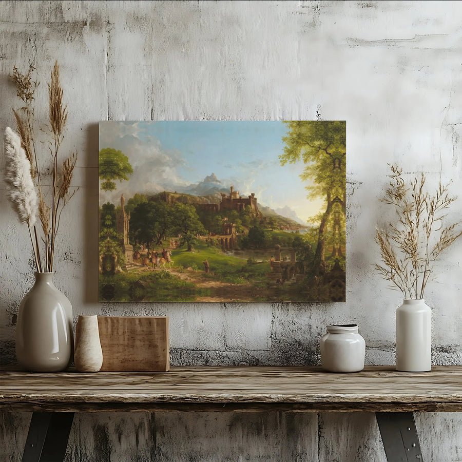 Medieval Castle Landscape Canvas Art | Epic Romanticism Painting Print | Premium Matte Finish Canvas | Gift for Fantasy & History Lovers