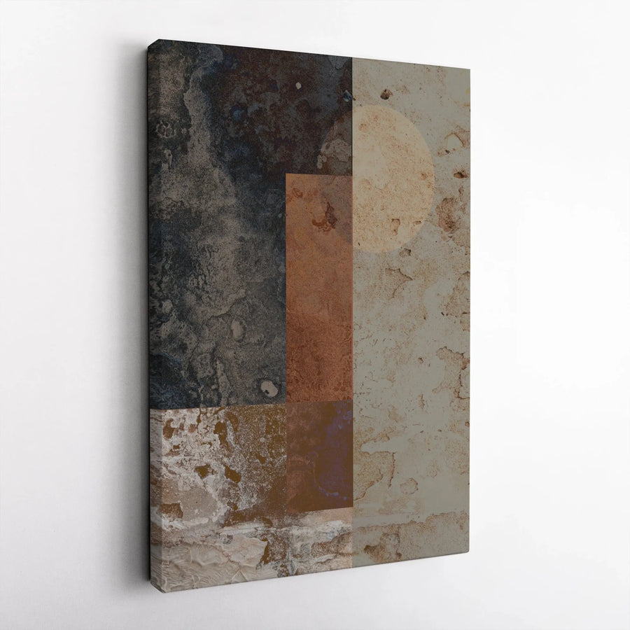 Rustic Abstract Vertical Canvas | Wabi Sabi Geometric Block Art | Premium Thick Gallery Wrap | Modern Farmhouse & Industrial Home Decor Gift