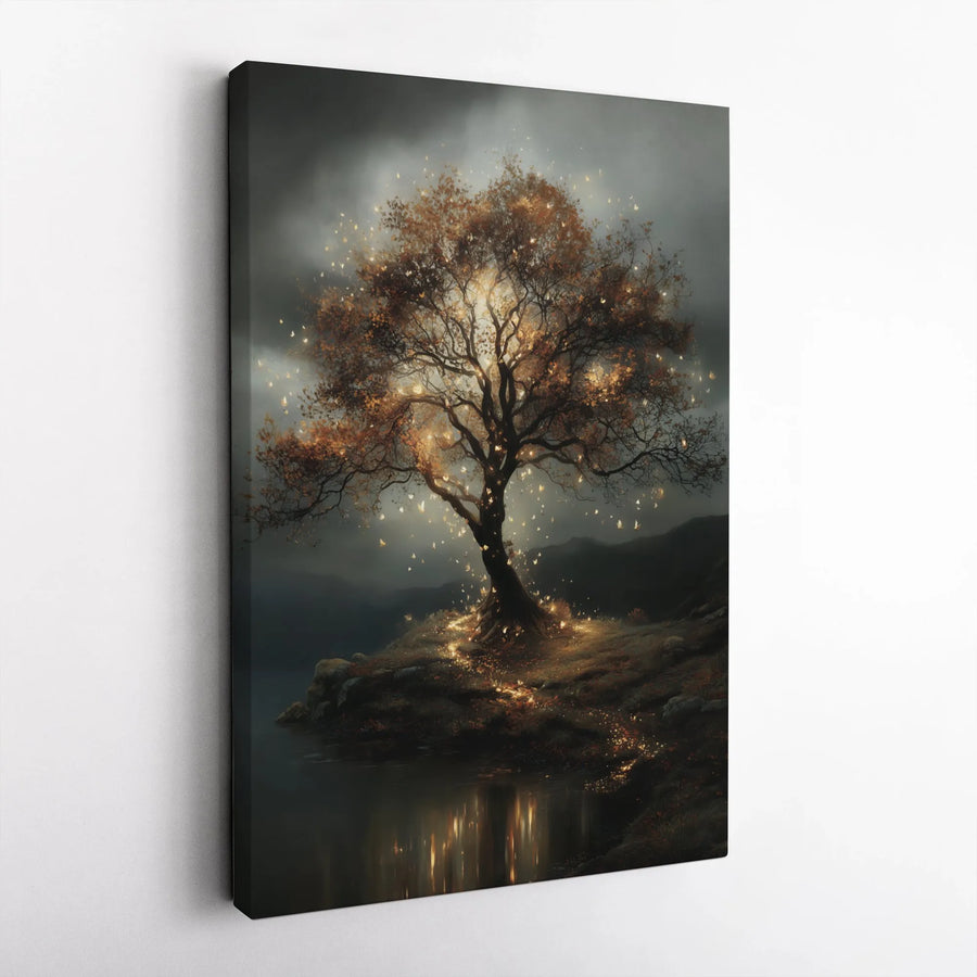 Magical Glowing Tree of Life Canvas Art | Enchanted Forest Butterfly Wall Decor | 1.25 Inch Gallery Wrap Print | Whimsical Nature Gift for Home