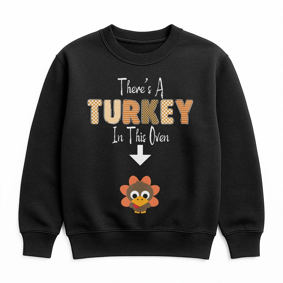 There's A Turkey In This Oven Sweatshirt | Funny Thanksgiving Pregnancy Announcement | Premium Cotton Blend | Gift For Mom To Be Reveal
