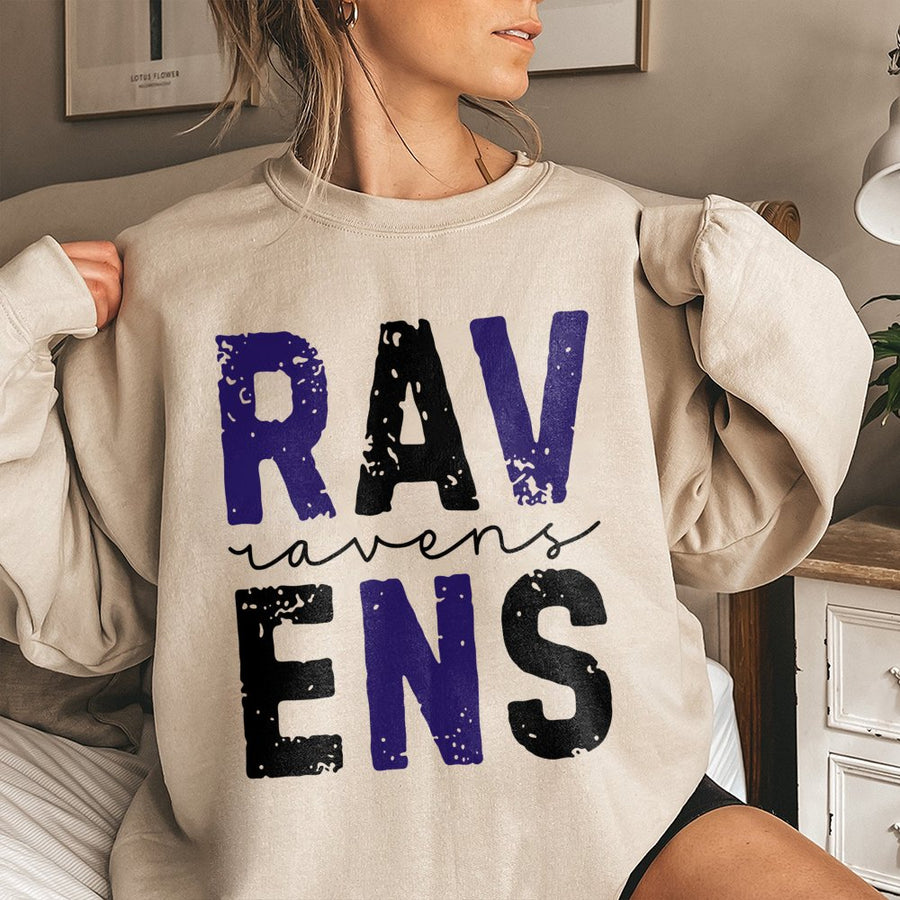 Rav Ravens Ens Baltimore Ravens Distressed Font Sweatshirt