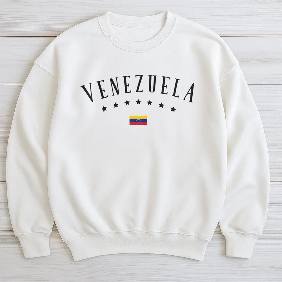 Venezuela Flag Sweatshirt | Minimalist VENEZUELA Graphic Print | Premium Cotton Blend | Venezuelan Pride Gift For Men And Women