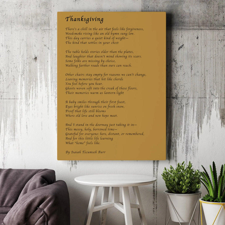 Thanksgiving Poem Wall Art | Autumn Home Decor | Premium Stretched Gallery Wrap Canvas | Meaningful Holiday Gift For Family