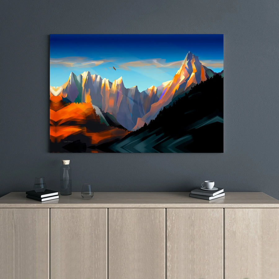 Mountain Sunrise Landscape Canvas Print | Modern Abstract Mountain Wall Art | Premium Gallery Wrap Decor | Nature Lover Gift for Home Office