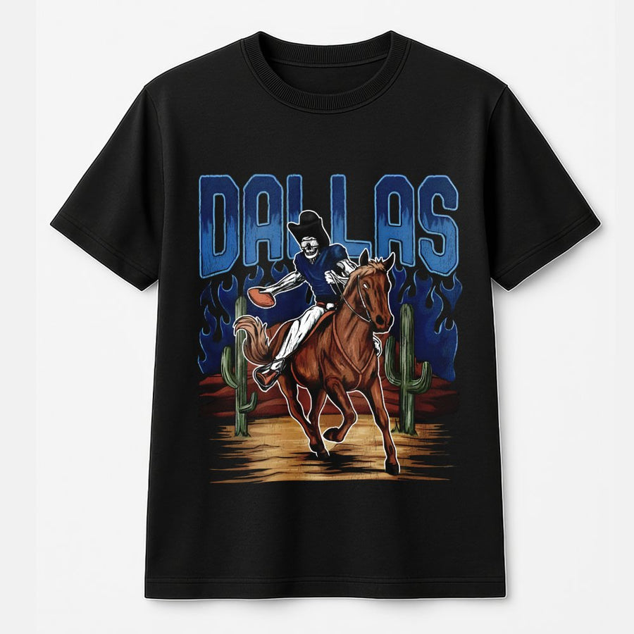 Dallas Skeleton Cowboy Football Player Riding A Horse T-Shirt