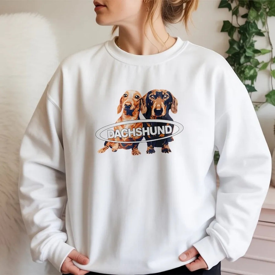 Dachshund Sweatshirt | Cute Wiener Dog Graphic Sweatshirt | Premium Cotton Blend | Aesthetic Gift for Dog Mom