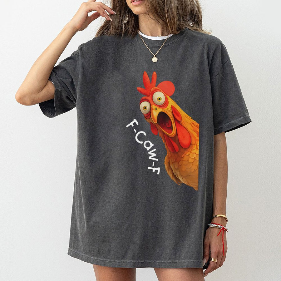 Funny Chicken T-Shirt | Shocked Rooster Graphic Tee | 100% Soft Cotton Premium Shirt | Quirky Farm Animal Lover Gift