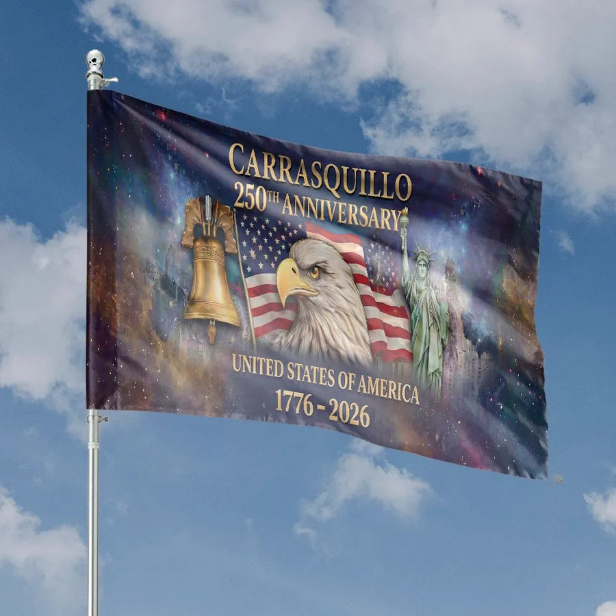USA 250th Anniversary House Flag | Patriotic Eagle & Liberty Bell Design | Weather-Resistant Polyester | Collector's American History Gift