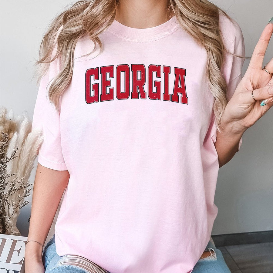 Georgia Red Varsity Font T-Shirt