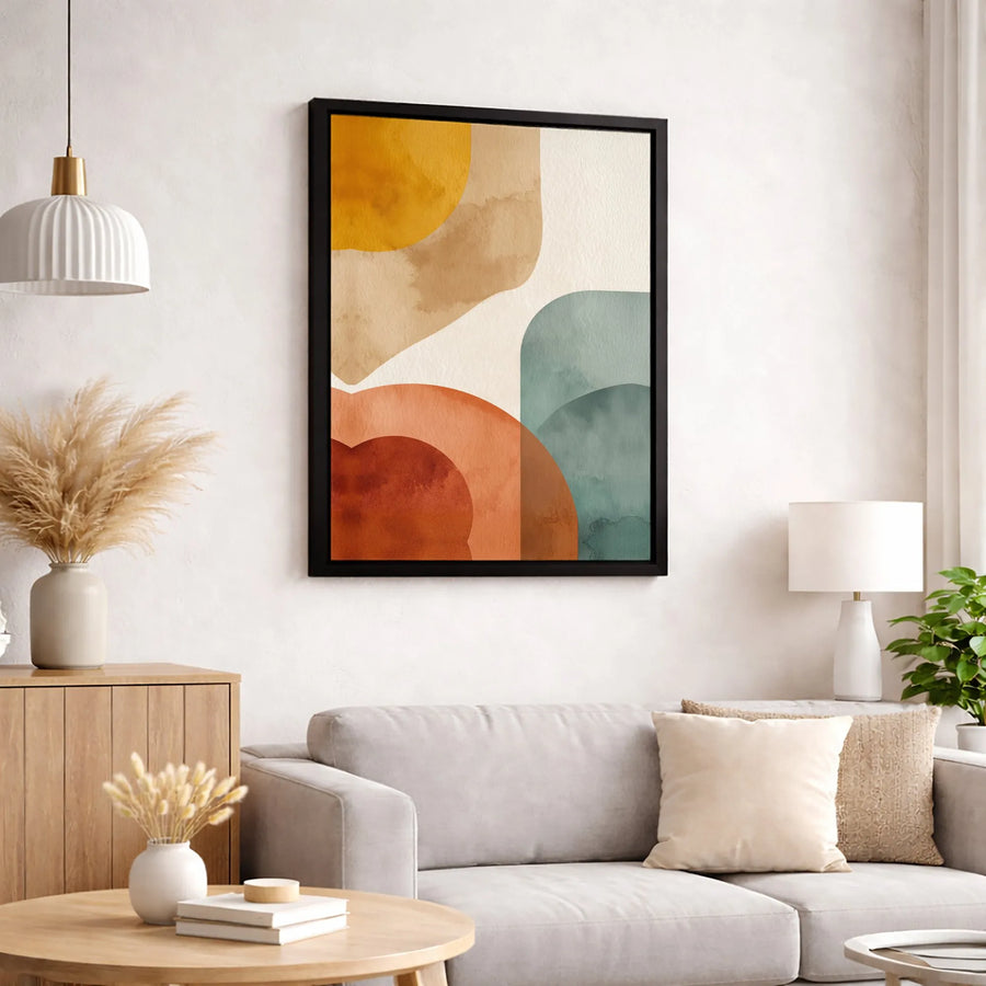 Abstract Canvas Wall Art | Modern Earth Tone Watercolor Shapes | Premium Gallery Wrap Print | Minimalist Living Room Decor Gift