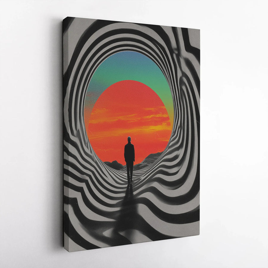 Abstract Psychedelic Canvas Print | Surreal Optical Illusion Landscape | Premium Gallery Wrapped Art | Modern Trippy Wall Decor Gift