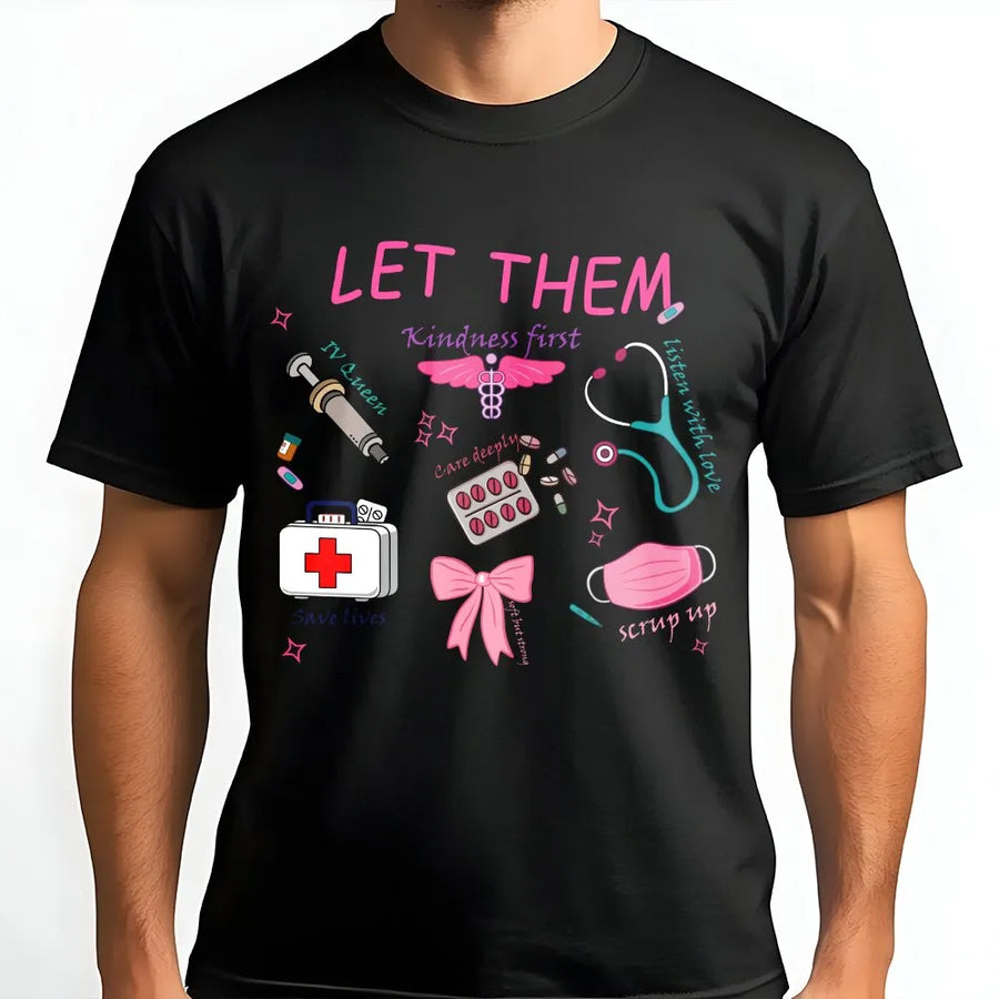 Nurse T-Shirt | Cute Medical Doodle Art Pullover | Cozy Cotton Blend | Gift for Registered Nurse RN