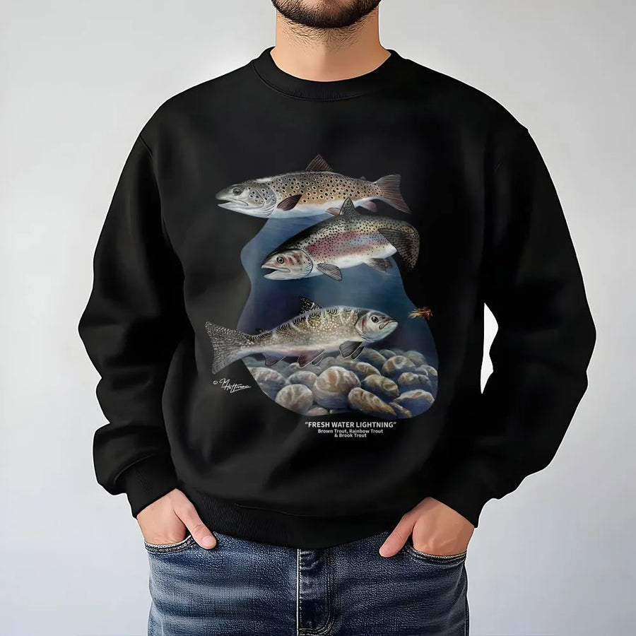 Trout Fishing Sweatshirt | Freshwater Trout Species Illustration | Premium Cotton-Blend | Gift for Angler & Outdoorsman