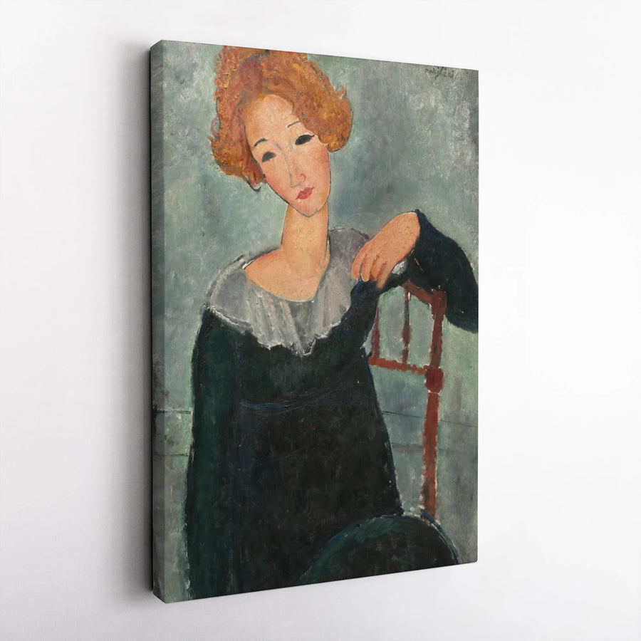 Modigliani Jeanne Hebuterne Vertical Canvas | Famous Modernist Portrait Print | Premium Thick Gallery Wrap Canvas | Collector's Gift for Art Lover