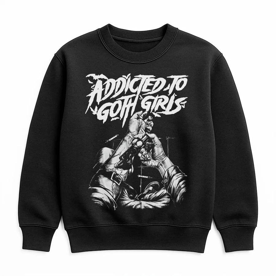 Addicted To Goth Girls Sweatshirt | Edgy Streetwear Graphic Tee | Soft Cotton Vintage Top | Alternative Fashion Gift for Men