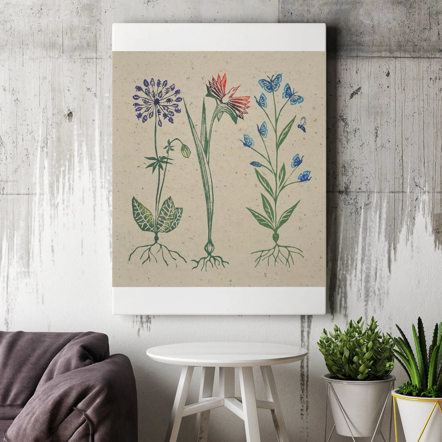 Vintage Botanical Canvas Art | Rustic Wildflower & Root Illustration | Premium 1.25" Thick Gallery Wrap | Cottagecore Home Decor Gift