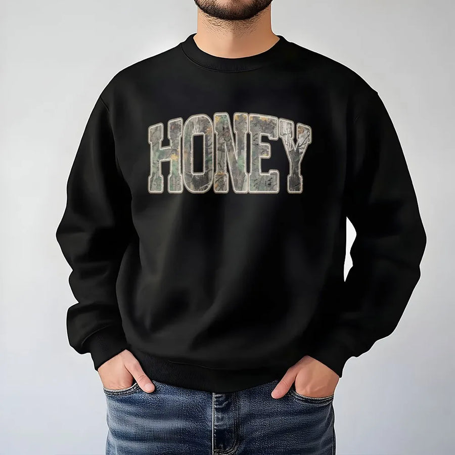 Honey Camo Sweatshirt | Retro Western Graphic Pullover | Soft Cotton Blend | Unique Country Girl Gift, Southern Apparel