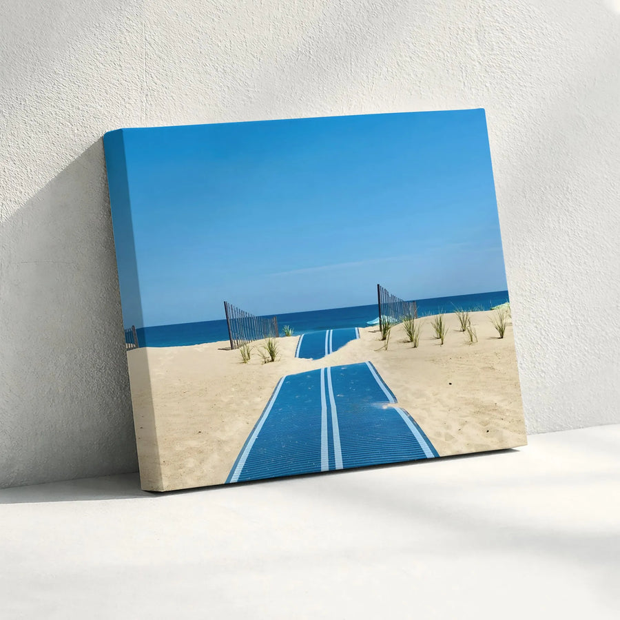 Beach Path Canvas Wall Art | Ocean Boardwalk Dunes Landscape | Premium Gallery Wrapped Print | Coastal Home Decor Gift for Beach Lovers