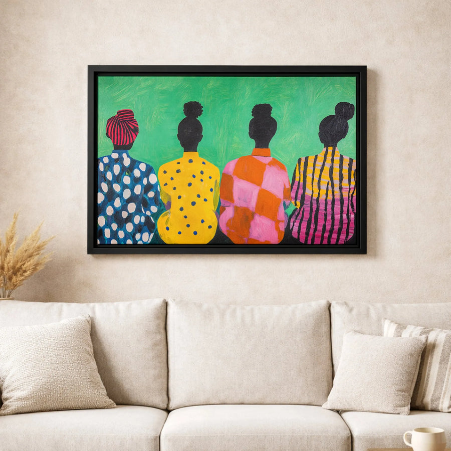 Black Women Wall Art | Abstract Colorful Fashion Print | Premium 1.25 Inch Gallery Wrapped Canvas | Modern Home Decor Gift