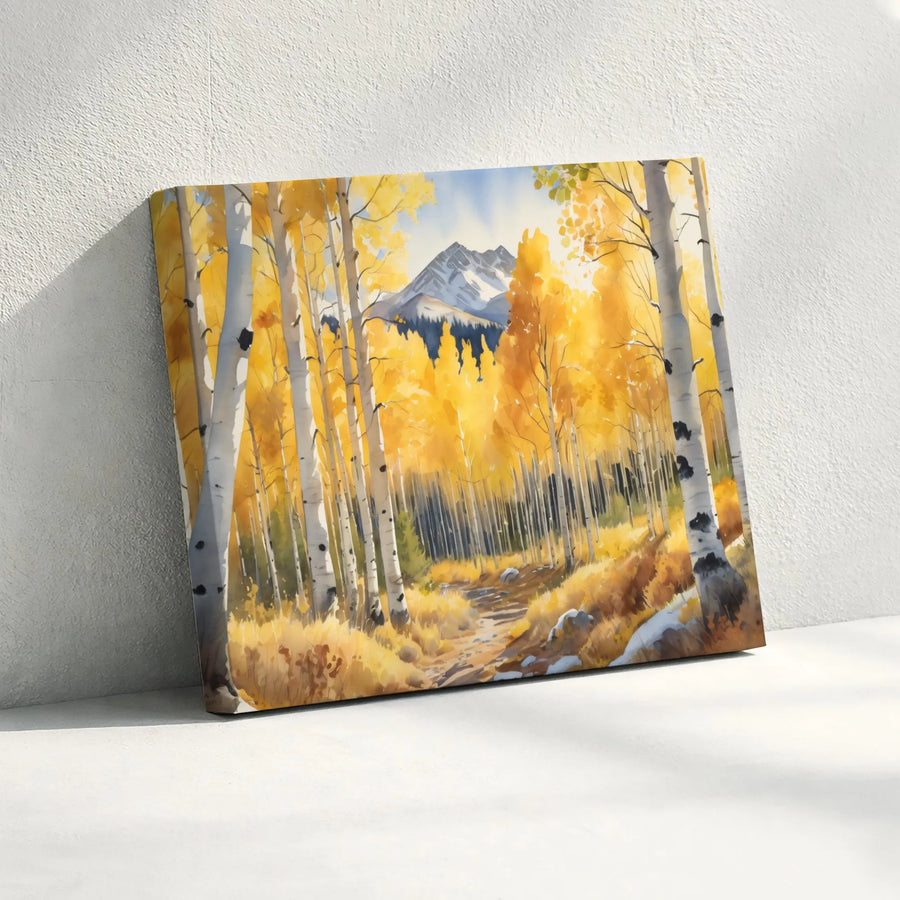 Aspen Forest Canvas Wall Art | Watercolor Mountain Landscape | Premium Fade-Resistant Print | Rustic Home & Cabin Decor Gift