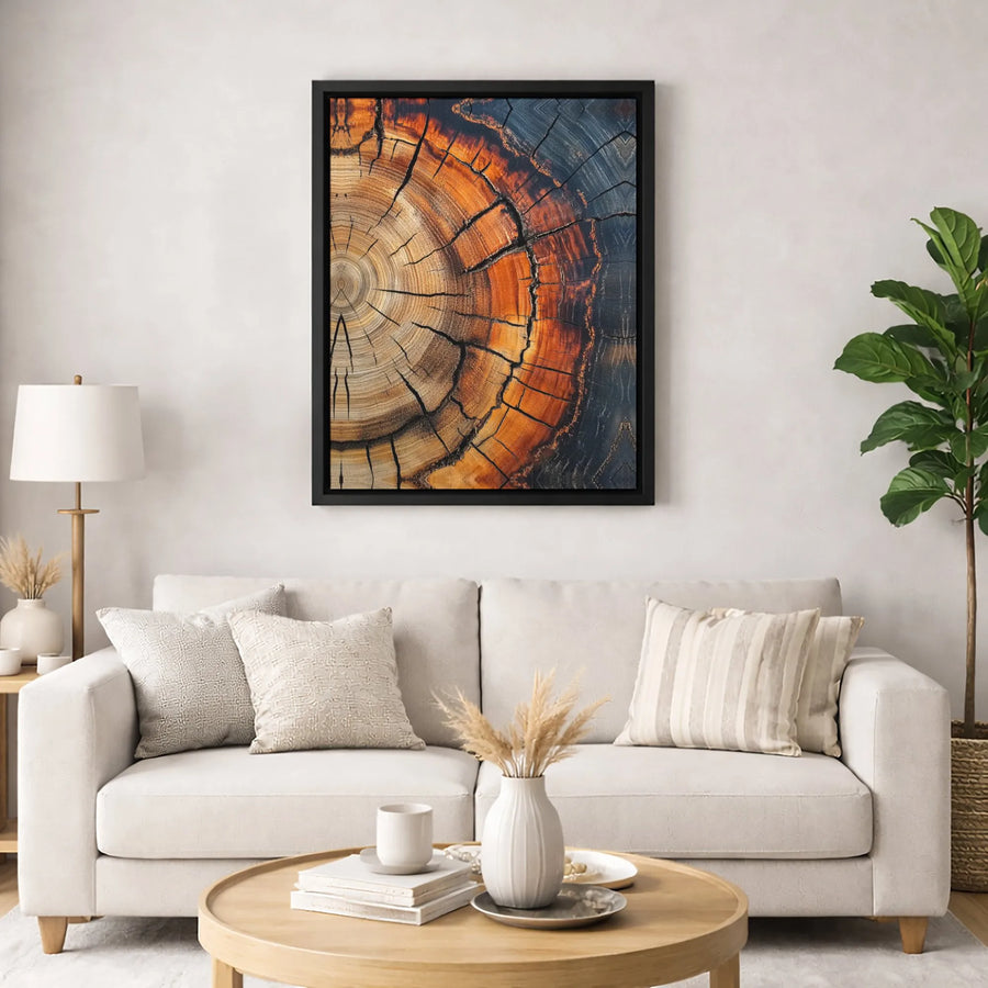Tree Ring Wall Art Canvas | Abstract Wood Grain Cross-Section Print | Premium Gallery-Wrapped 1.25" Profile | Modern Home & Office Decor Gift
