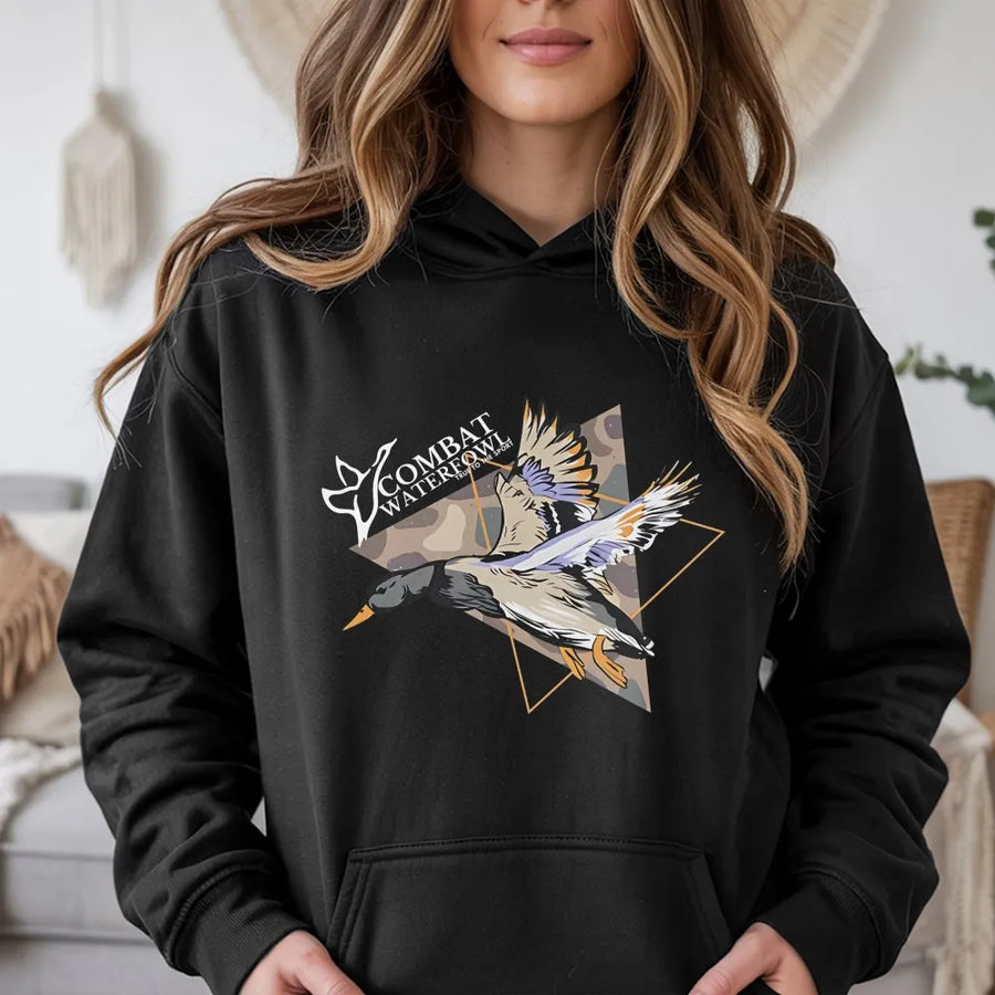 Duck Hunting Hoodie | Combat Waterfowl Camo Graphic | Cotton-Polyester Blend | Premium Outdoor Sportsman Gift