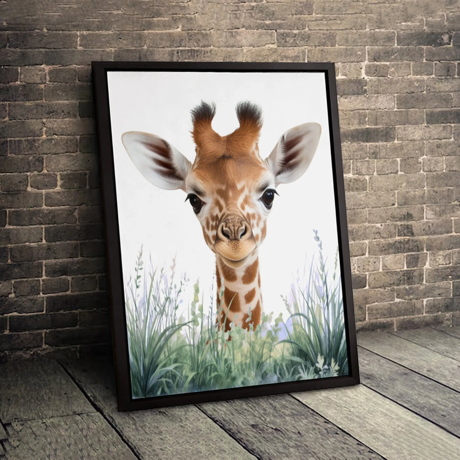 Baby Giraffe Wall Art Canvas | Watercolor Safari Animal Print | Premium 1.25-Inch Gallery Wrap | Nursery Decor & Kids Room Gift