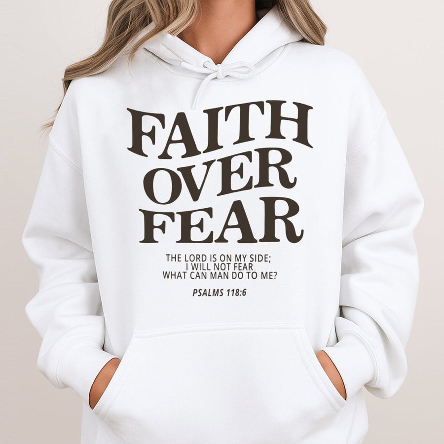 Faith Over Fear Hoodie | Psalms 118:6 Scripture Graphic | Premium Cotton-Poly Blend | Inspirational Christian Gift for Men and Women