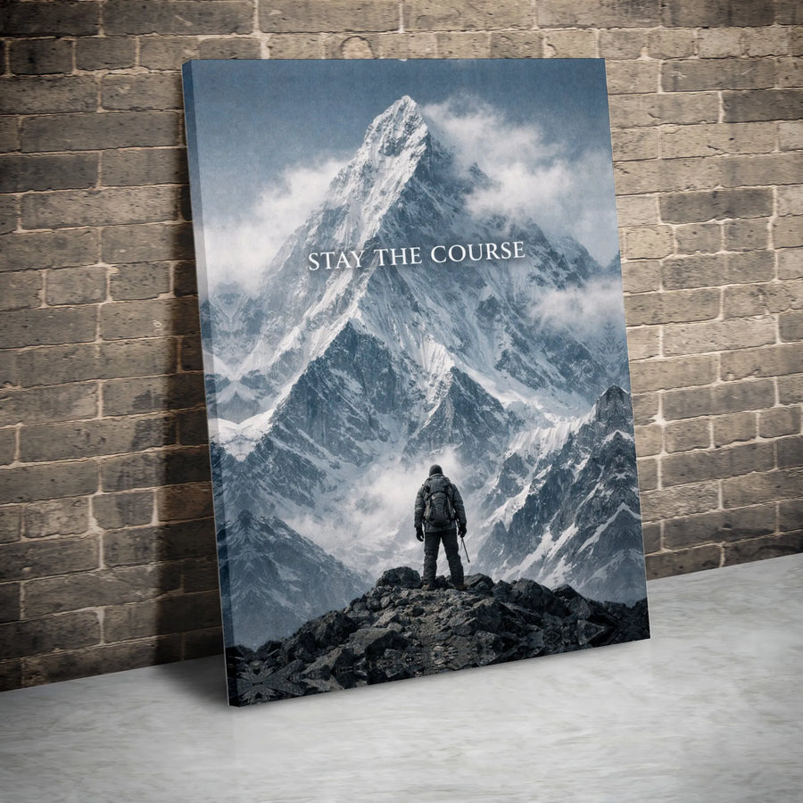 Motivational Canvas Print | Stay The Course Quote Wall Art | Premium Thick Gallery Wrap | Inspirational Office Decor Gift for Men
