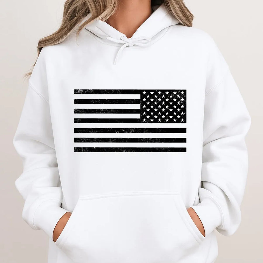 Distressed American Flag Hoodie | Vintage USA Graphic Print | Premium Cotton Blend | Patriotic Apparel Gift For Men And Women