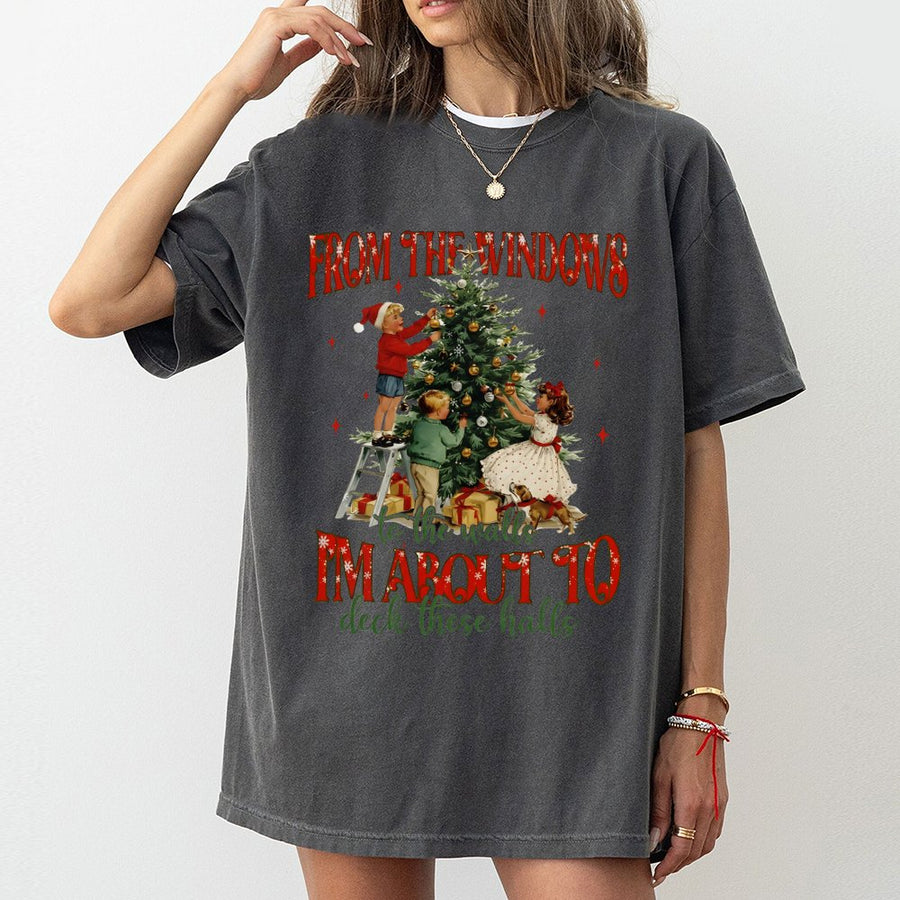 Funny Christmas T-Shirt | Deck The Halls Humorous Holiday Graphic | 100% Cotton Premium Tee | Unisex Retro Xmas Gift For Friends & Family