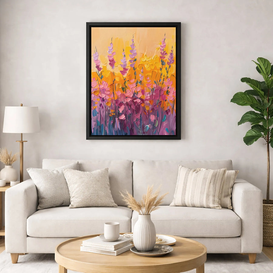 Abstract Wildflower Field Canvas Wall Art | Textured Impasto Floral Print | Premium Gallery-Wrapped 1.25" Profile | Vibrant Home Decor Gift