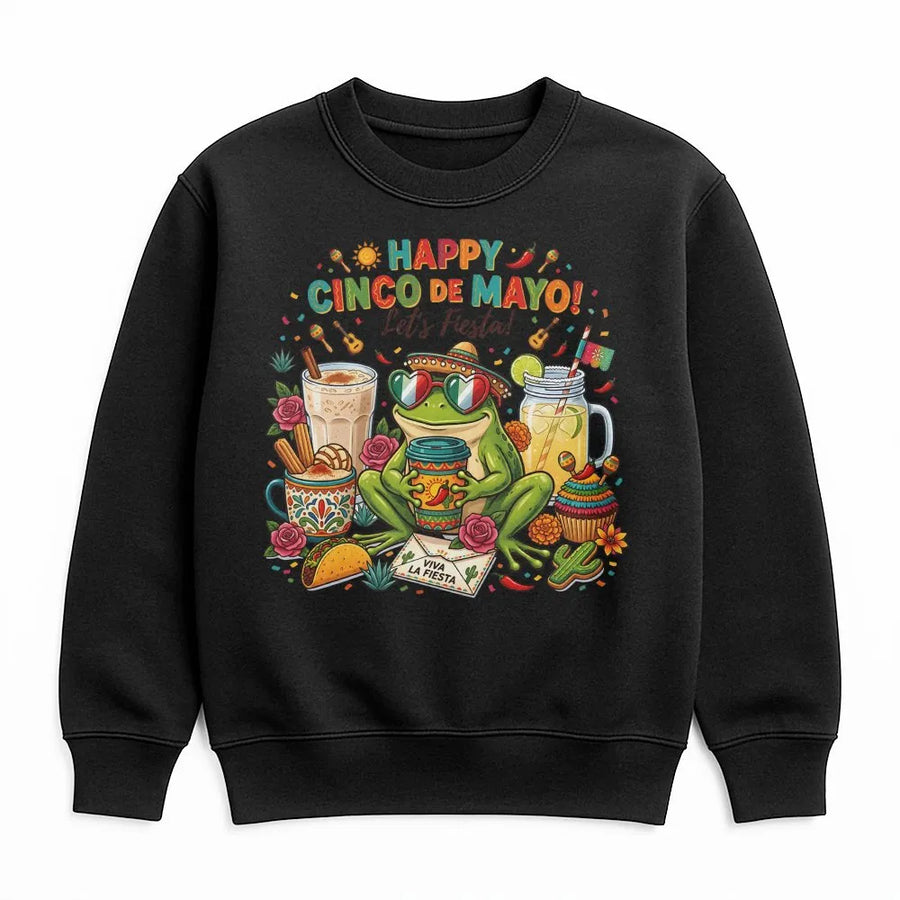 Cinco de Mayo Frog Sweatshirt | Funny Fiesta Graphic Sweatshirt | Premium Cotton-Blend | Unisex Mexican Party Celebration Gift
