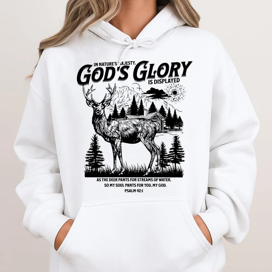 God's Glory Deer Hoodie | Psalm 42:1 Bible Verse Graphic | Premium Cotton Blend | Christian Hunting Gift For Men And Women
