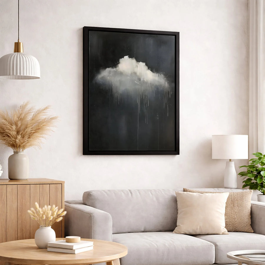 Abstract Storm Cloud Wall Art | Moody Minimalist Rain Painting | Gallery Quality 1.25" Canvas | Modern Home Decor Gift