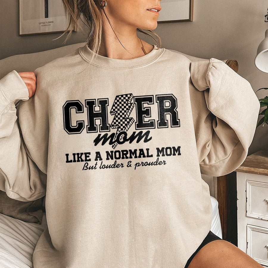 Cheer Mom Sweatshirt | Louder and Prouder Graphic Design | Soft Cotton Blend Unisex Pullover | Perfect Gift for Cheerleading Team Sports Moms