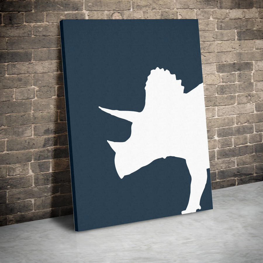 Triceratops Dinosaur Wall Art | Minimalist Silhouette Canvas Print | Gallery Quality Premium Decor | Modern Nursery or Boys Room Gift