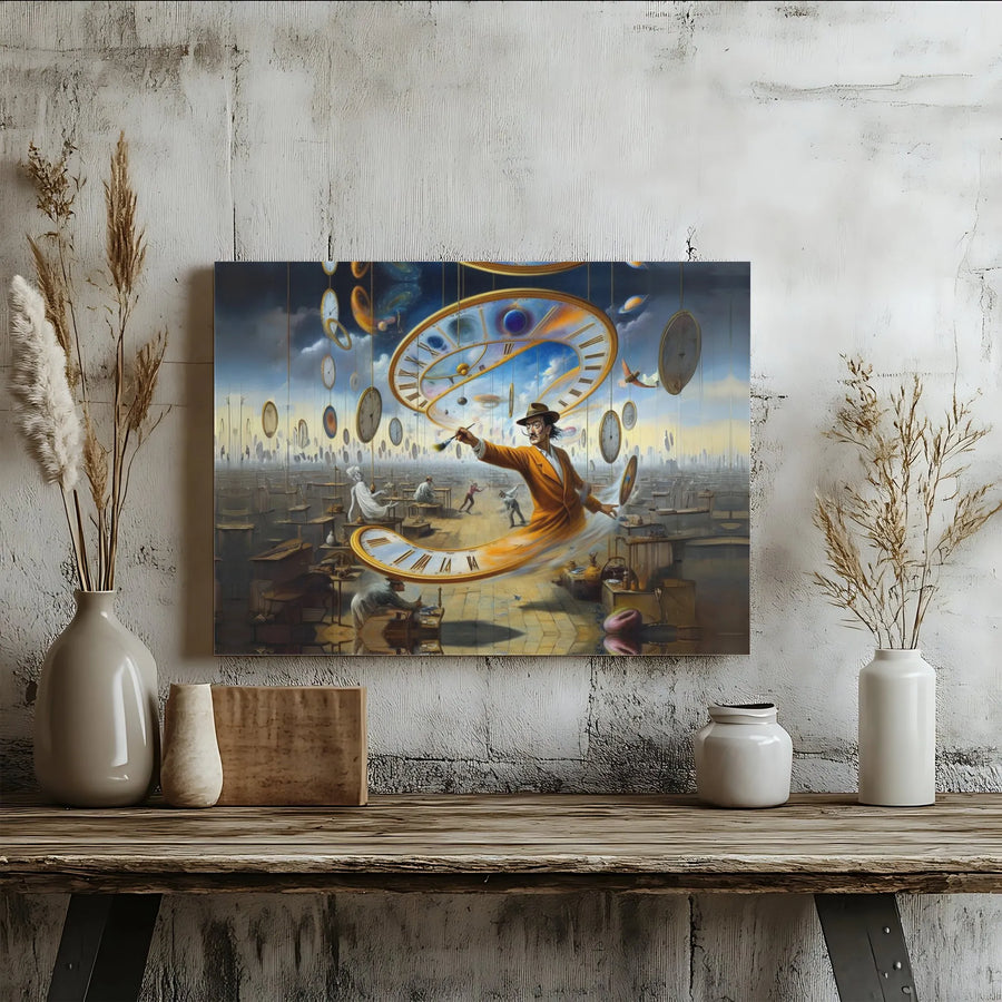 Surrealist Art Canvas Print | Melting Clock Dreamscape Wall Decor | Premium Gallery Wrap Gallery-Quality | Unique Gift For Art Lovers