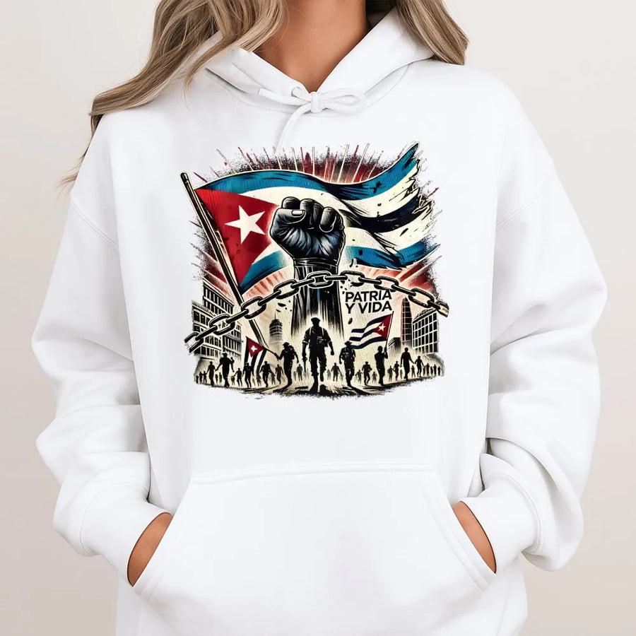 Patria y Vida Hoodie | Cuba Libre Freedom Graphic | Premium Cotton Blend | Patriotic Cuban Protest Gift