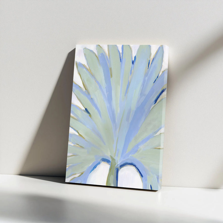 Abstract Palm Leaf Vertical Canvas | Minimalist Painterly Frond Print | Premium High-Quality Canvas | Modern Coastal Home Decor Gift