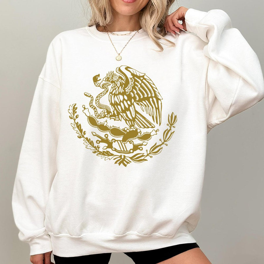 Mexico Eagle Sweatshirt | Mexican Coat of Arms Graphic | Cotton Blend Premium Crewneck | Cultural Heritage Gift for Men and Women
