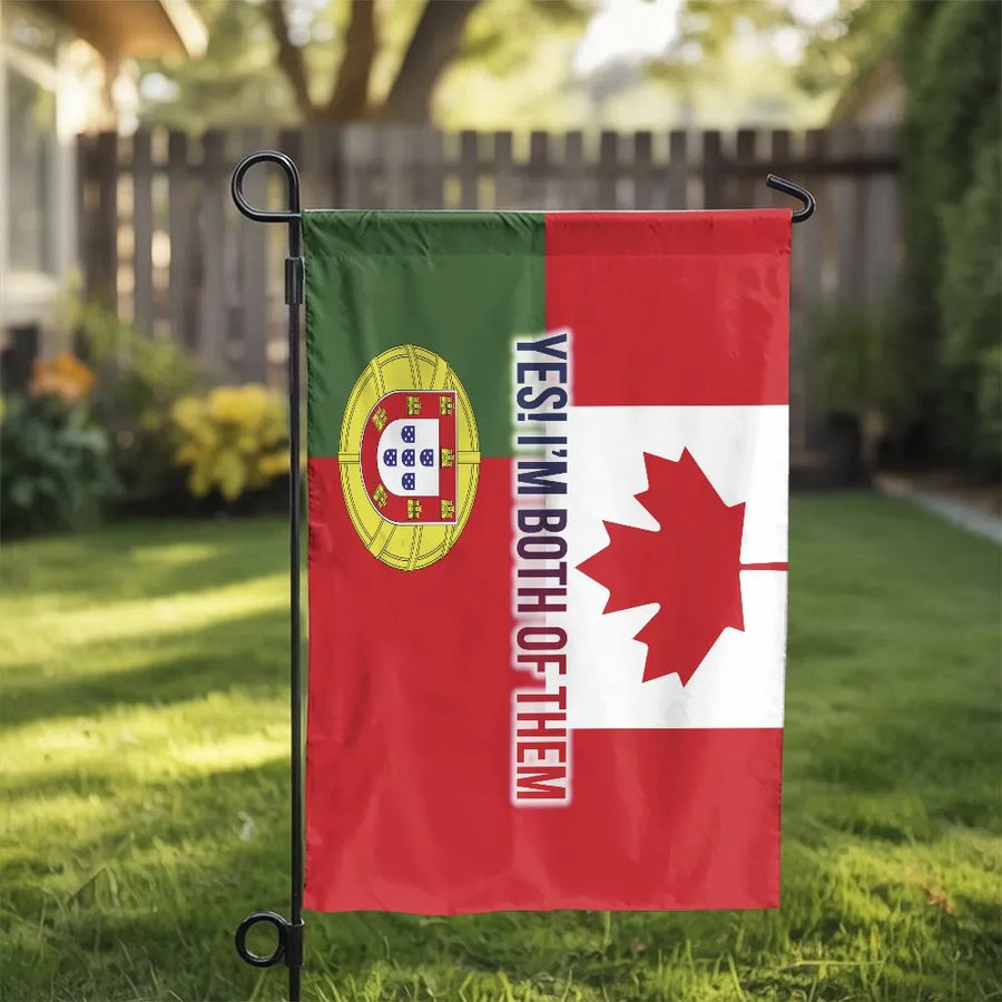 Canada Portugal Heritage Garden Flag | Yes I'm Both Of Them Dual Citizen Double Sided Design | Weather-Resistant Premium 2-Layer Polyester | Patriotic Outdoor Decor Gift