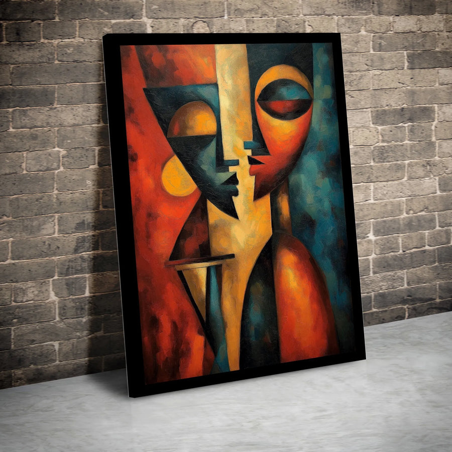 Abstract Face Canvas Wall Art | Modern Cubism Geometric Print | Premium Fade-Resistant Canvas | Contemporary Living Room Decor Gift