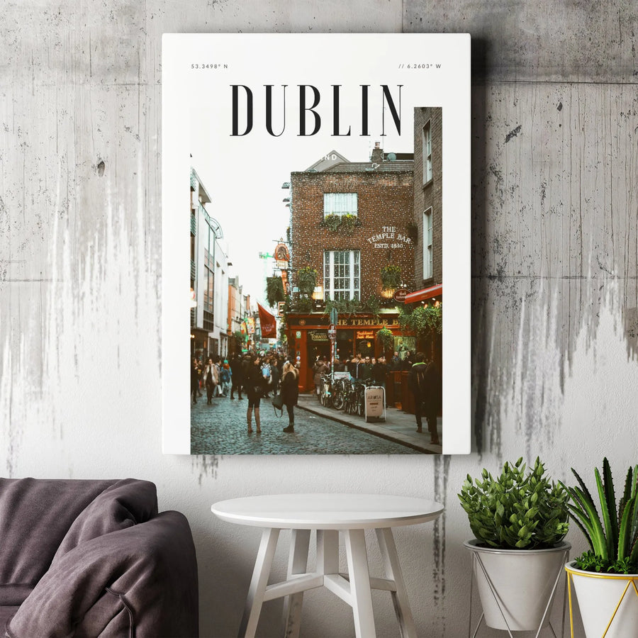 Dublin Ireland Cityscape Canvas Art | Iconic Temple Bar Street Photography | Premium Gallery Wrap Decor | Travel Gift for Irish Home Decor Lovers