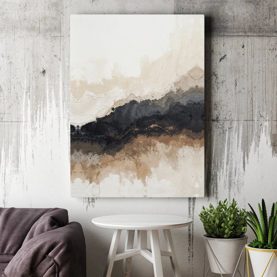 Abstract Landscape Canvas Wall Art | Neutral Earthy Tones Texture | Premium Fade-Resistant Gallery Wrap | Modern Home Office Decor Gift