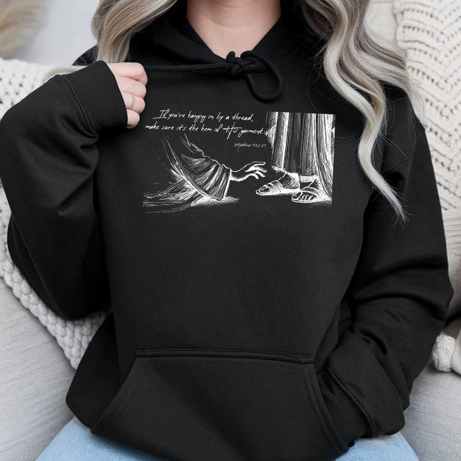 Christian Faith Hoodie | Matthew 9:20-21 Bible Verse Graphic | Premium Cotton Blend | Inspirational Religious Gift for Men & Women
