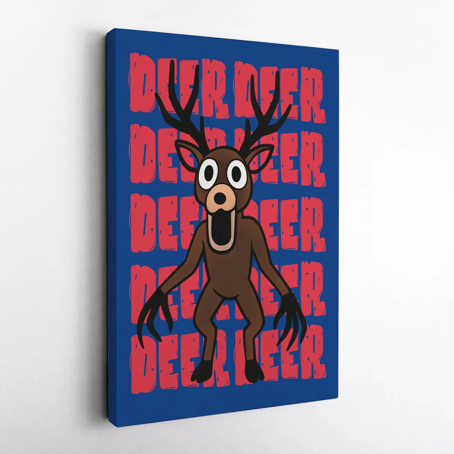 Deer Monster Wall Art | Quirky Cartoon Animal Canvas Print | Premium Gallery-Wrapped 1.25" Frame | Unique Home Decor Gift for Horror Fans