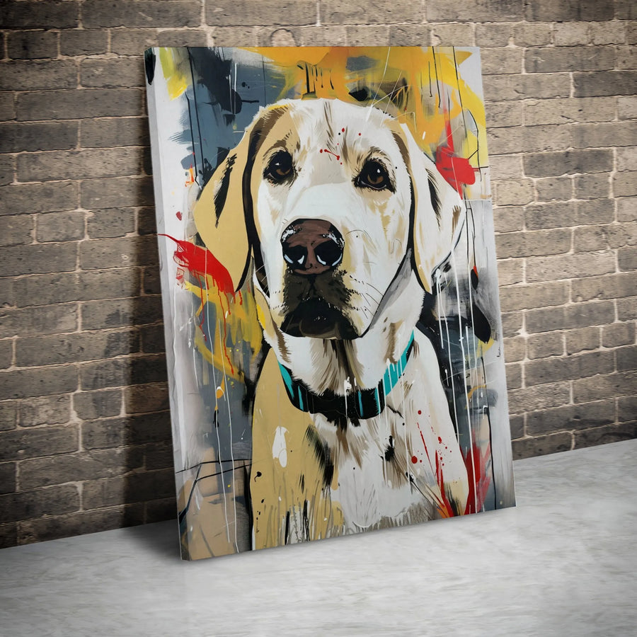 Yellow Labrador Retriever Wall Art | Abstract Graffiti Dog Portrait | Premium 1.25-Inch Gallery Canvas | Unique Pet Lover Gift