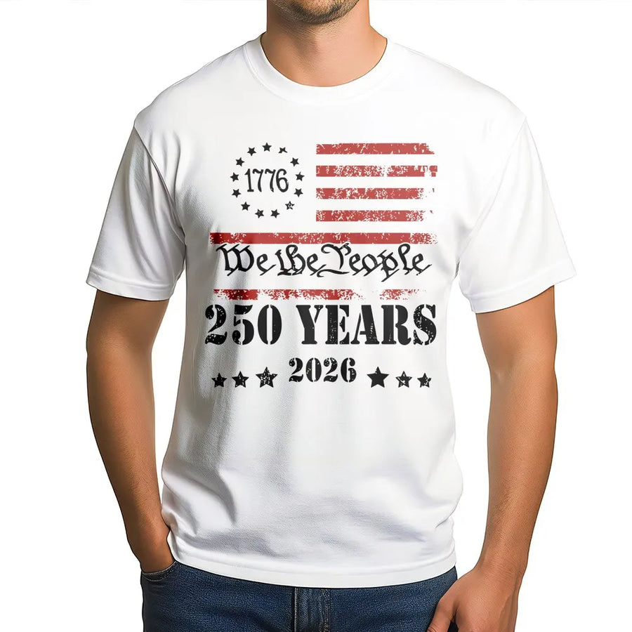 250th Anniversary T-Shirt | We The People Vintage USA Flag Design | Soft Cotton Blend | Patriotic Gift for Men and Women
